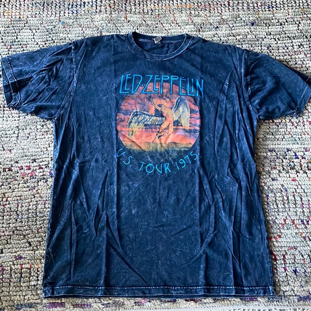 Led Zeppelin US tour 1975 acid washed graphic tee